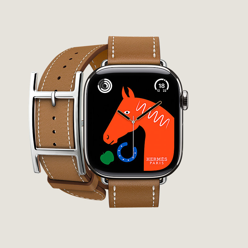 2029 Apple Watch エルメス　イエロー/ローズ　ドゥブルトゥール Series 10 ケース & Apple Watch Hermès ドゥブルトゥール